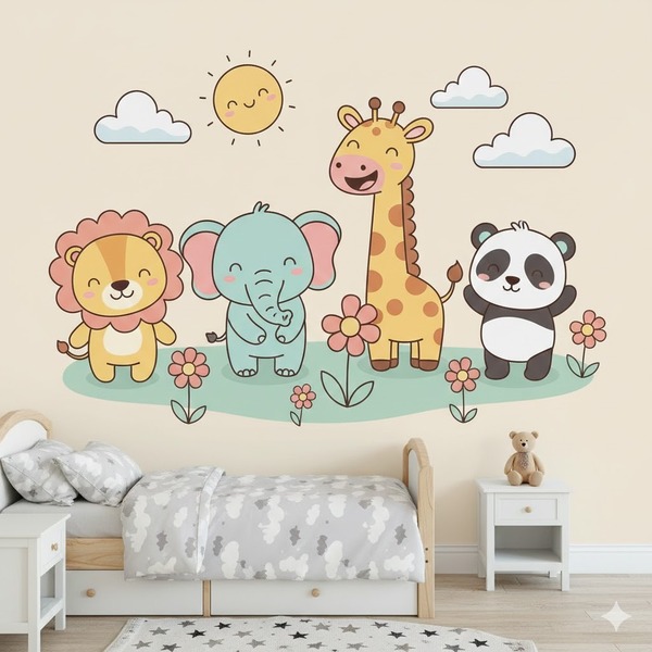 Mẫu ảnh dán tường động vật hoạt hình