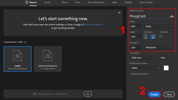 Tạo vùng làm việc
