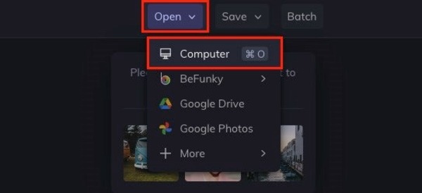 Tải ảnh từ máy tính lên BeFunky