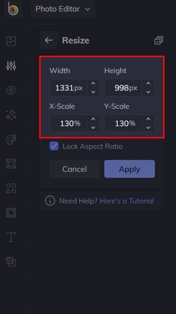 Ví dụ điều chỉnh tỷ lệ phóng to ảnh