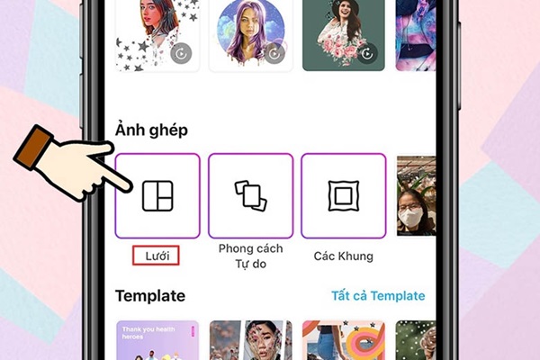 Nhấn chọn chế độ lưới