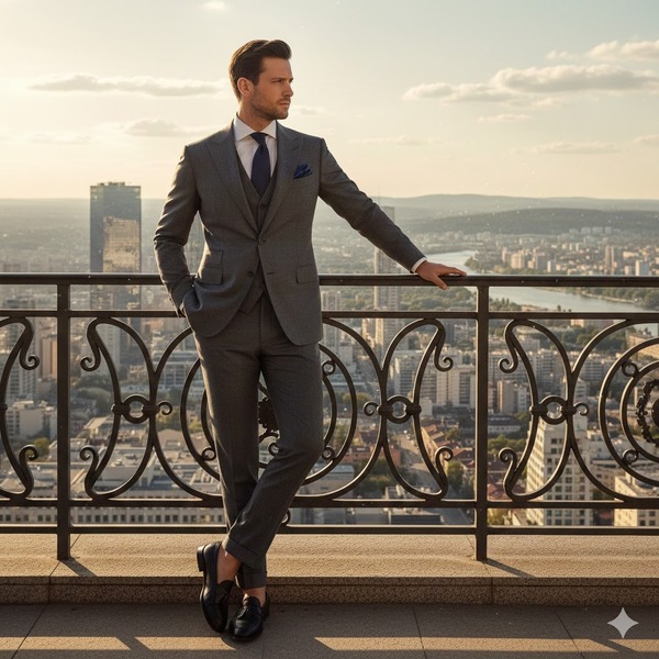 Tạo dáng chụp ảnh vest nam - Tựa lan can