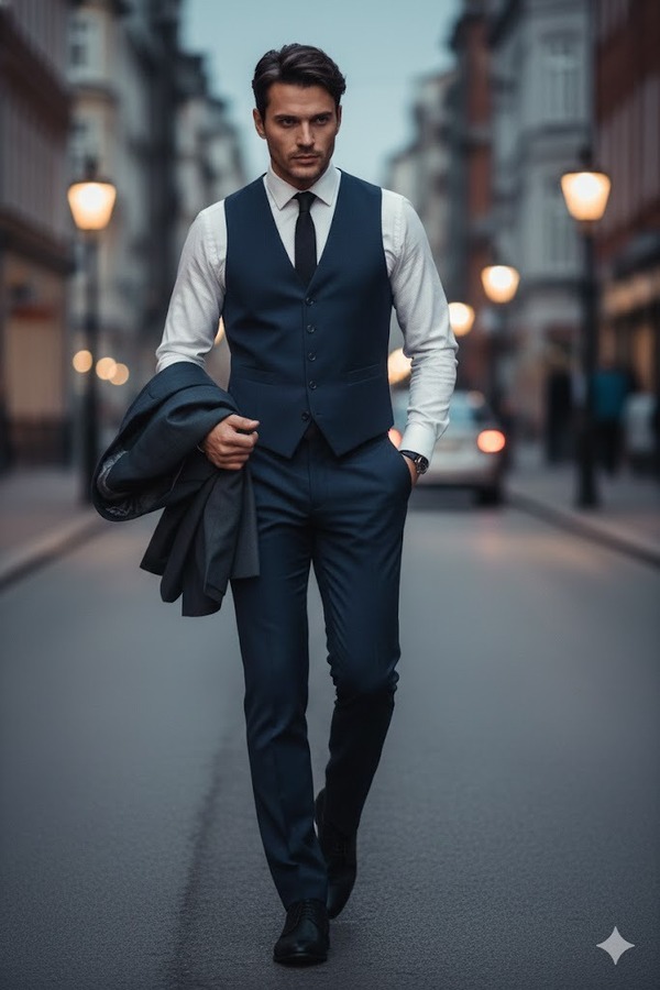 Cầm áo khoác di chuyển: Tạo sự năng động, hiện đại.