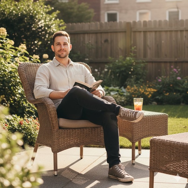 Ngồi ghế ngoài trời