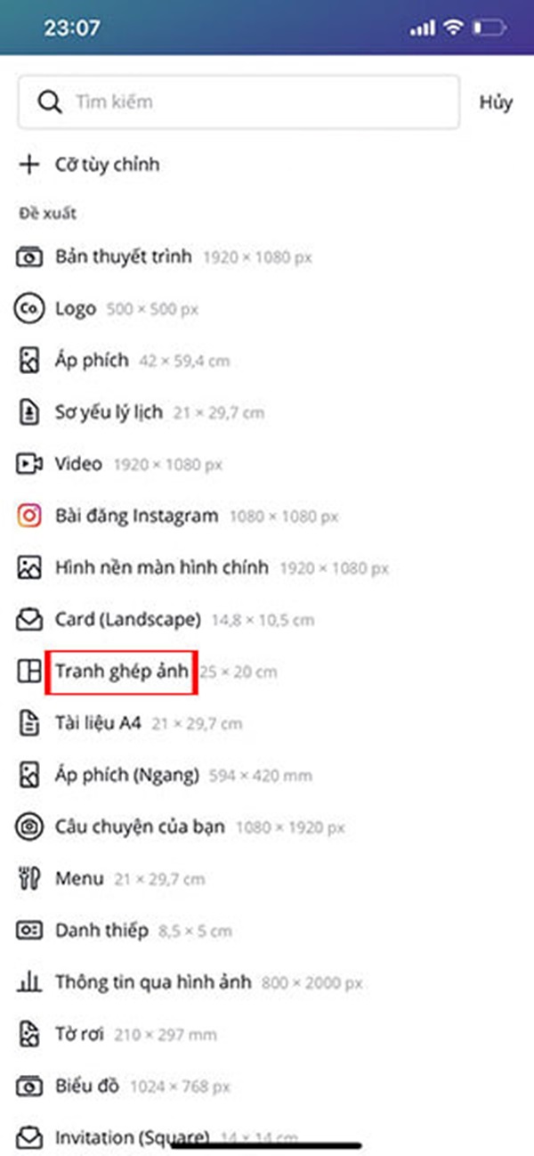 Chọn khung ảnh có sẵn trên ứng dụng Canva