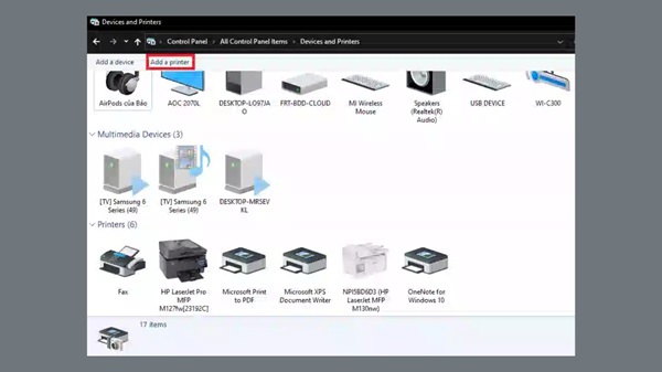 Kiểm tra kết nối giữa máy tính hoặc laptop với máy in