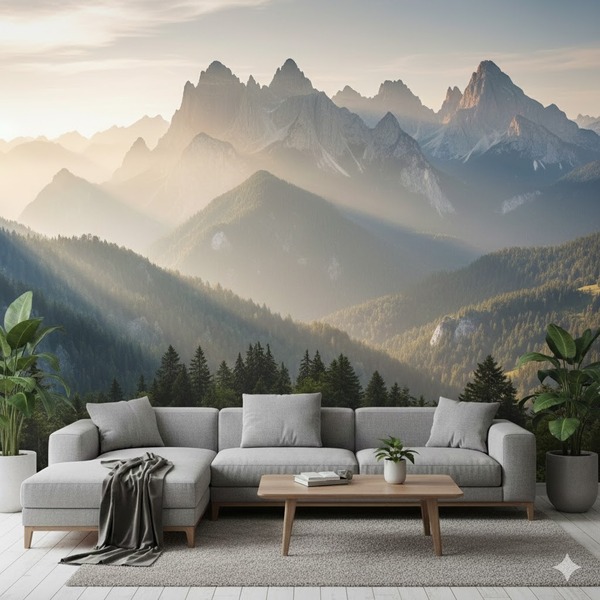In ảnh dán tường cảnh núi rừng