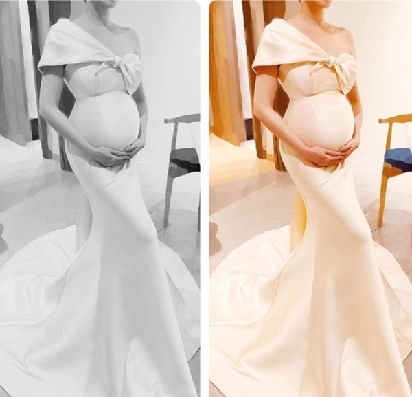 Mẫu ảnh váy cưới dành cho bà bầu