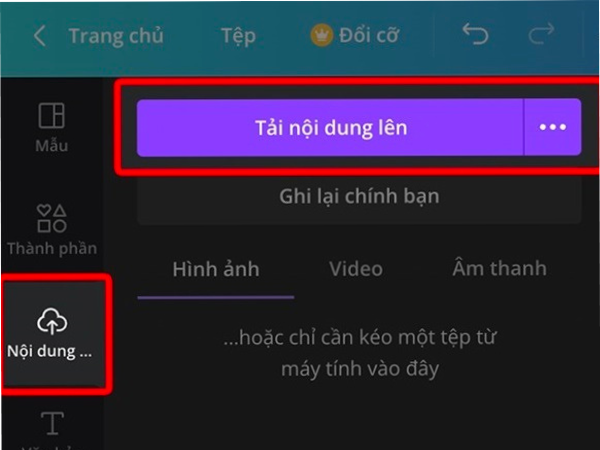 Chọn tải nội dung lên
