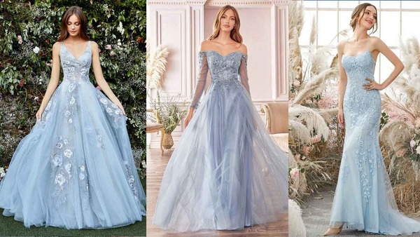 Mẫu váy cưới màu xanh dễ chịu và không quá kén da