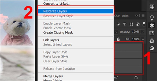 Biến đổi layer smart object sang layer thường