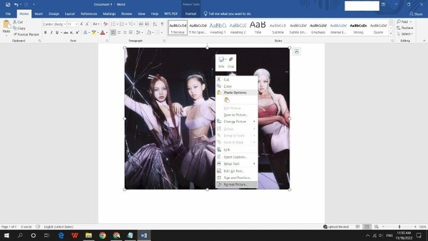 Bước 3 trong cách in file ảnh không bị đen là chọn Format Picture