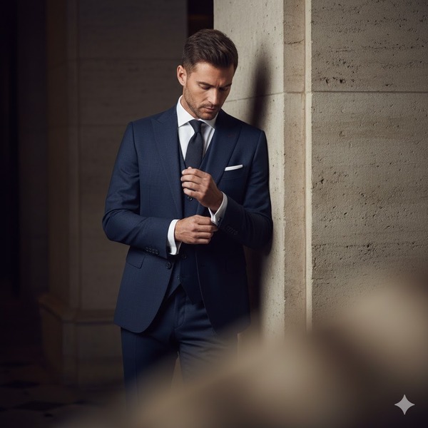 Tựa tường, chỉnh cổ tay áo: Một tư thế cổ điển giúp bạn trông cực kỳ chỉn chu.