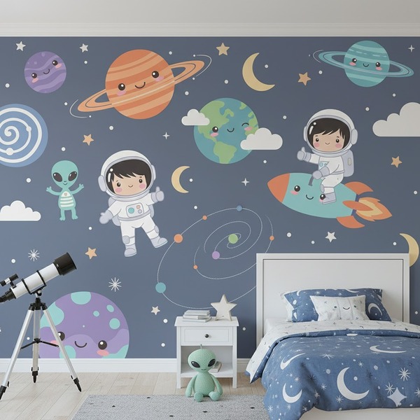 Mẫu ảnh dán tường vũ trụ phù hợp với trẻ em