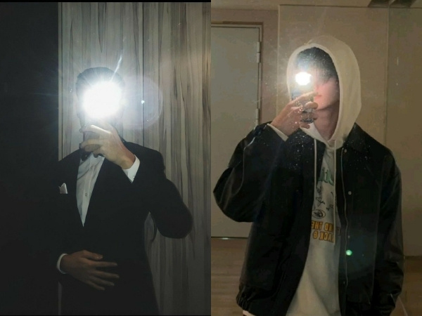 Tạo dáng chụp ảnh trước gương đèn flash cho nam