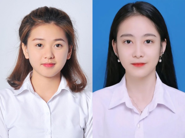 Mẫu ảnh thẻ nền xám và nền xanh