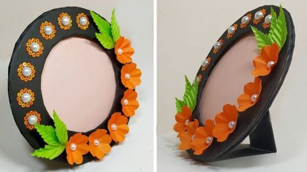 Mẫu khung ảnh bằng bìa cứng dạng hình tròn dễ thương