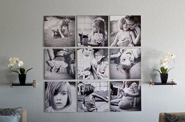 Treo khung ảnh theo bố cục hình vuông