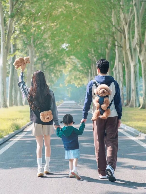 Gia đình cùng nắm tay đi bộ