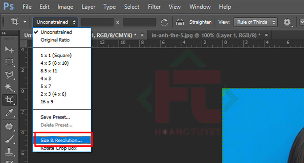 Chọn Size & Resolution