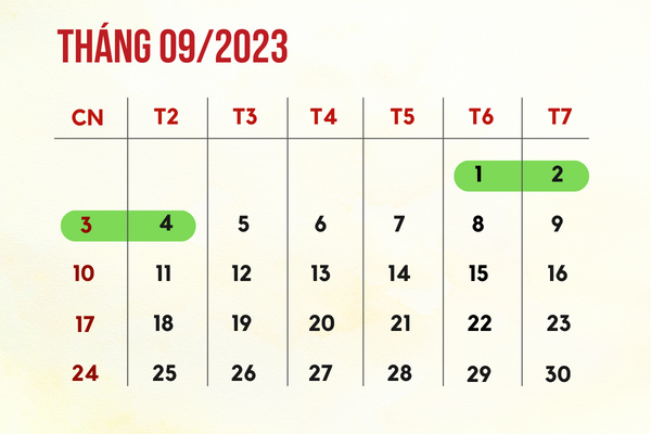 Lịch nghỉ lễ 2/9 đối với cán bộ, công chức, viên chức
