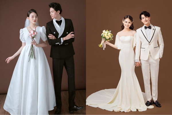 Phông nền ảnh cưới Hàn Quốc màu nâu mang lại cảm giác ấm áp, gần gũi