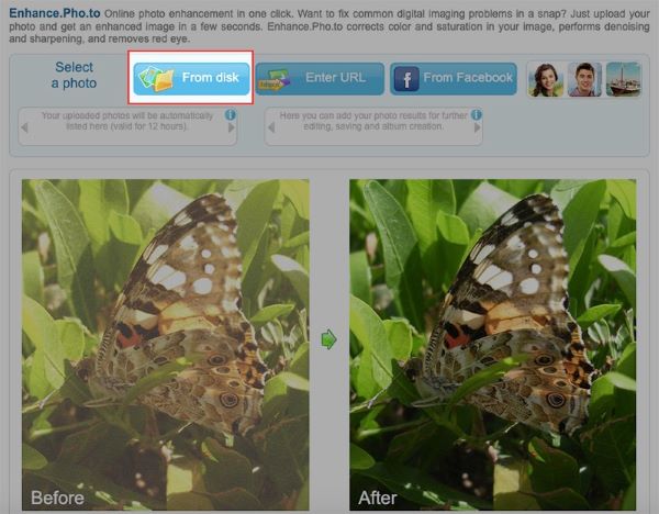 Truy cập trang web Enhance.Pho.to, chọn From disk