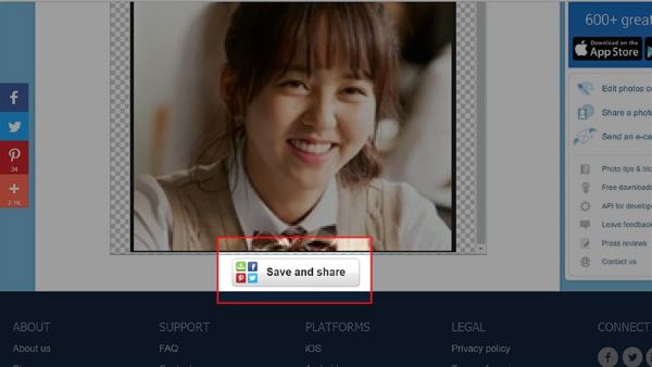 Chọn Save and share để tiến hành lưu ảnh hoặc chia sẻ ảnh