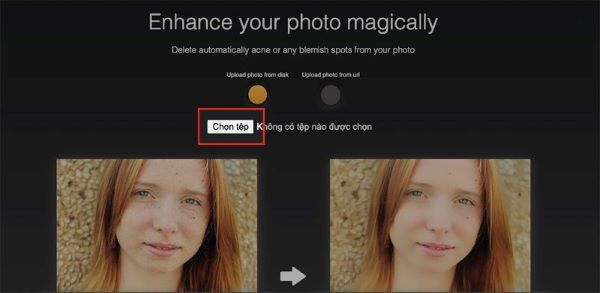 Truy cập trang web Improve Photo, nhấn Chọn tệp