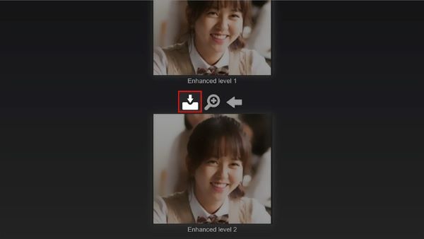 Nhấn vào biểu tượng mũi tên hướng xuống để tải ảnh về máy