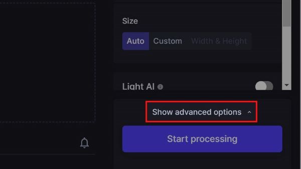 Chọn Show advanced options để lựa chọn định dạng