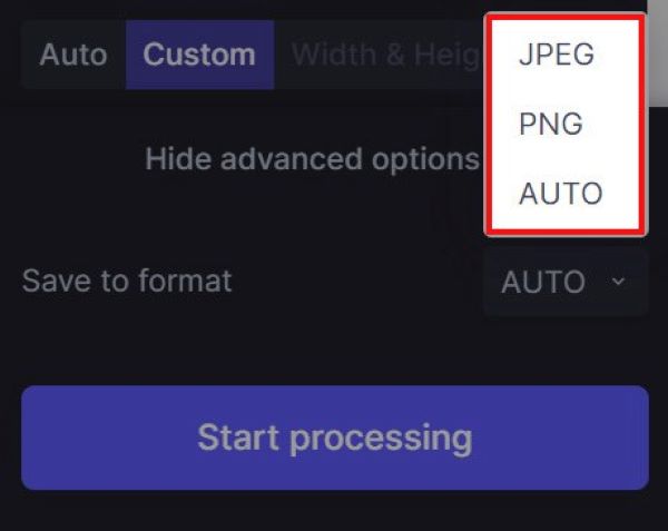 Sẽ có 3 định dạng ảnh để bạn lựa chọn