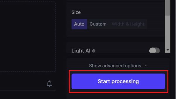 Chọn Start processing để tiến hành tăng chất lượng ảnh