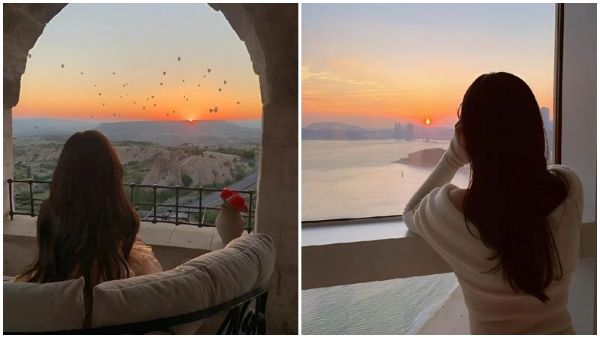 Tạo dáng chụp ảnh hoàng hôn bên khung cửa