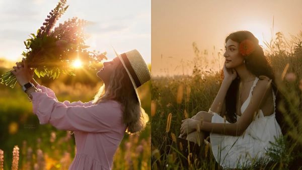 Chụp dáng cười nhẹ không nhìn vào camera