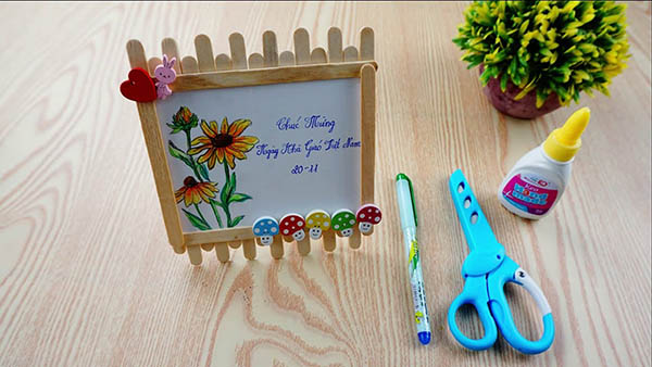 Cách làm khung tranh để bàn bằng que kem