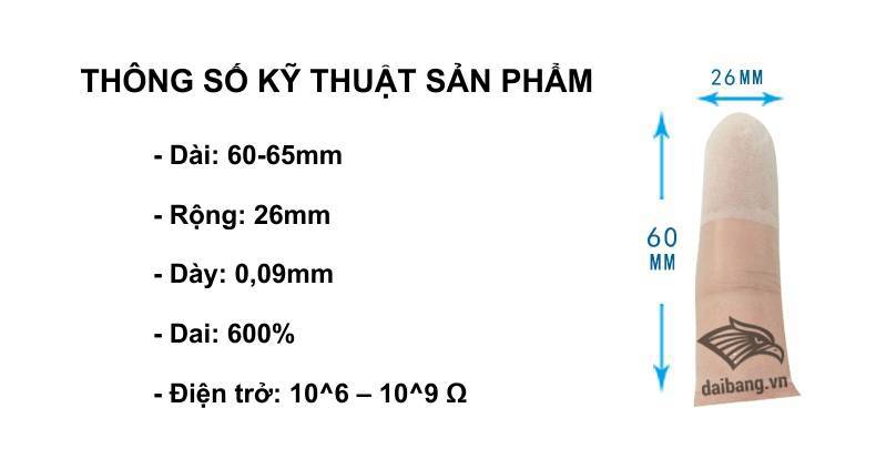 Thông số kỹ thuật của Bao tay cao su cắt ngón chống tĩnh điện