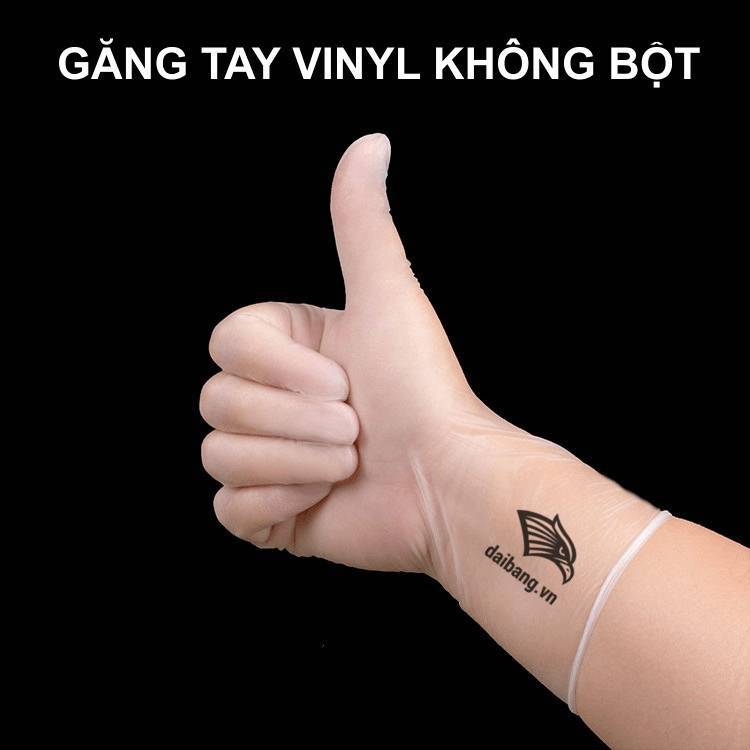 Găng tay Vinyl. Cách nhận biết: Màu trong suốt