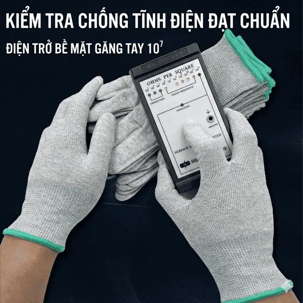 Găng tay sợi carbon chống tĩnh điện ESD của Phòng sạch ĐẠI BÀNG đạt chuẩn tĩnh điện
