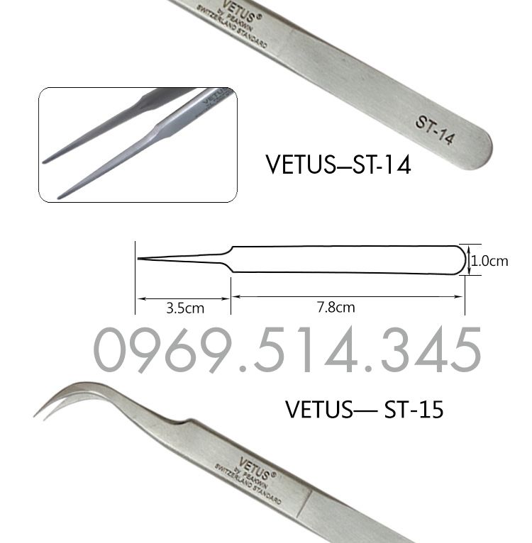 Nhíp Vetus ESD-14 mũi dẹt tròn
