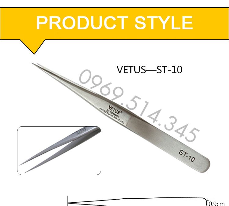 Nhíp Vetus ESD-10 mũi cong đầu nhọn