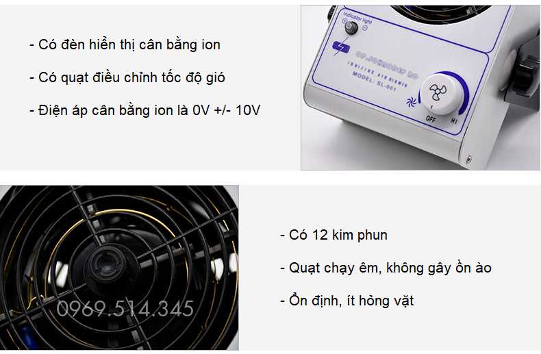 Quạt khử tĩnh điện SL-001 giúp đảm bảo an toàn loại bỏ nguy cơ cháy nổ