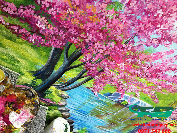 Vẽ Tranh Tường Mùa Xuân Tại Cầu Thang Ở Cầu Giấy