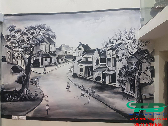 Vẽ Tranh Tường Phố Cổ Cho Quán Cafe Tại Ngô Gia Tự, Long Biên