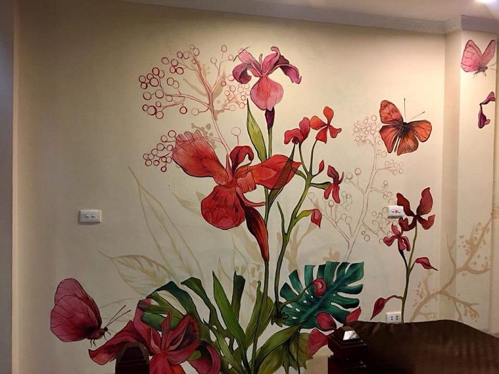 vẽ tranh tường cho phòng khách