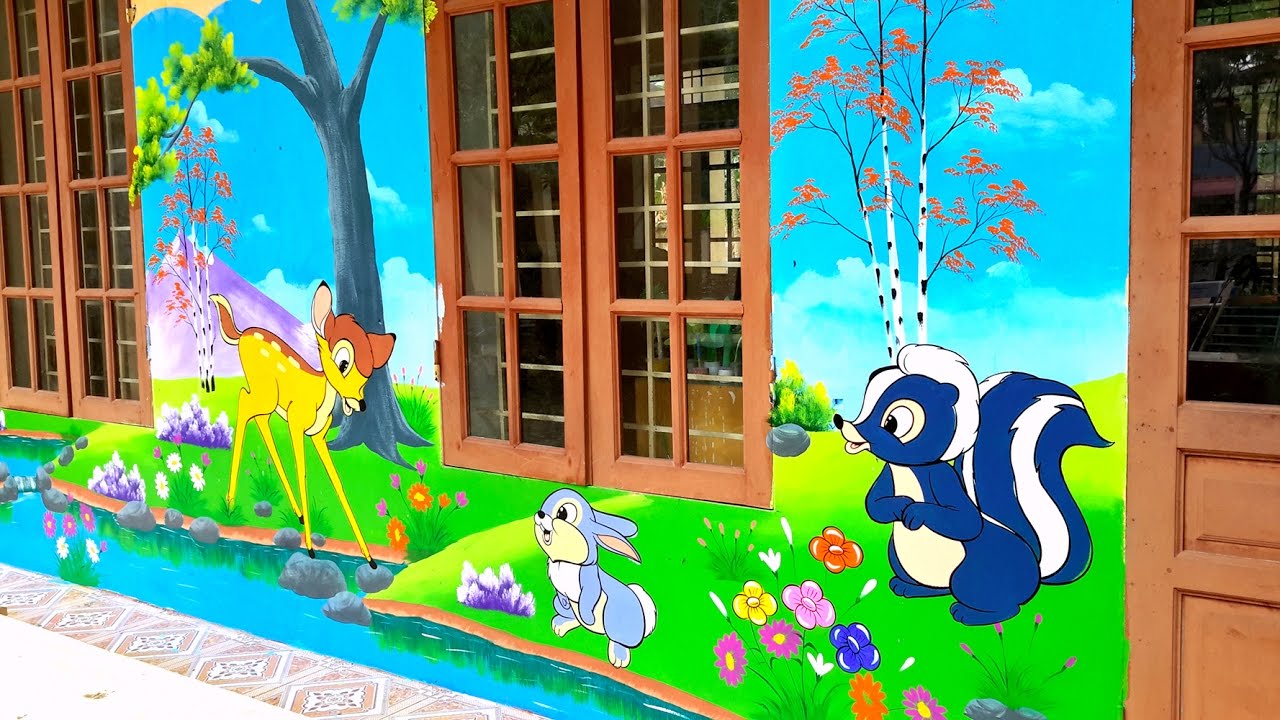 Vẽ tranh tường mầm non