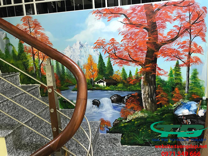 Vẽ tranh tường phòng khách