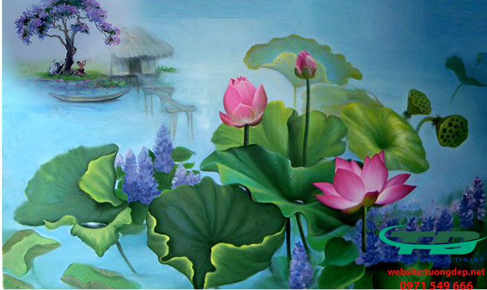 Vẽ tranh tường phòng khách