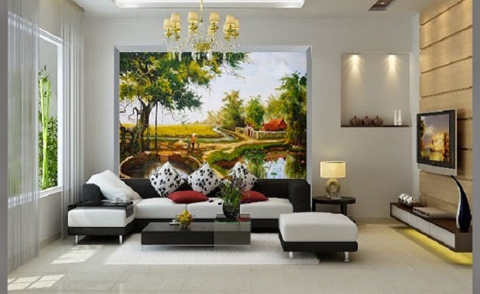 Vẽ tranh tường phòng khách