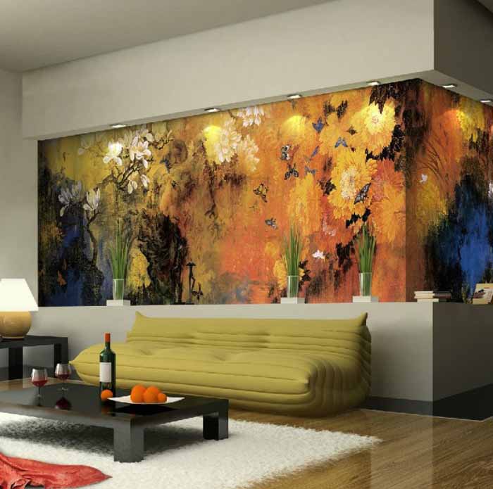 vẽ tranh tường trong phòng khách